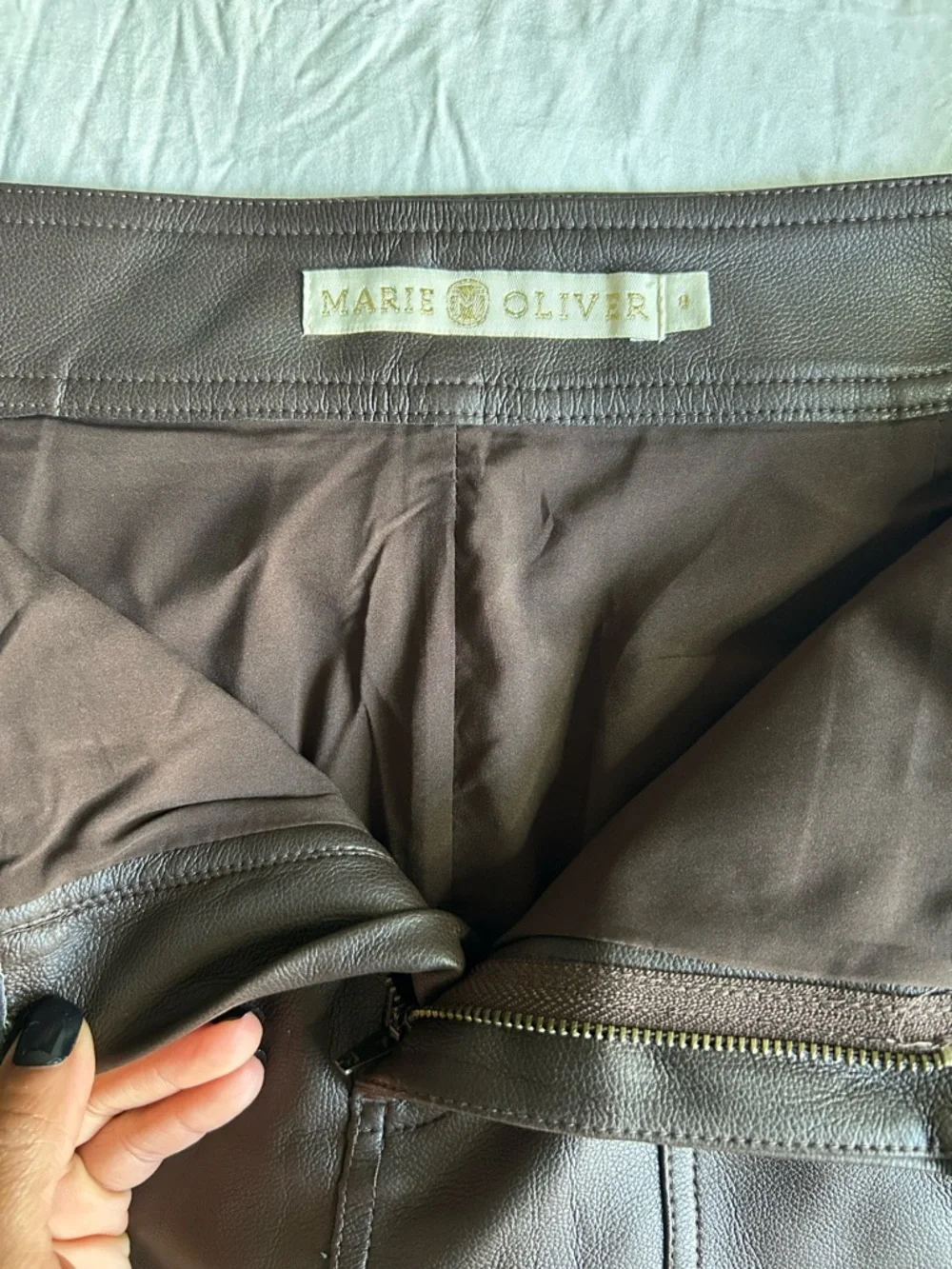 Marie Oliver Dark Brown Faux Leather Mini Skirt - Picture 7 of 8